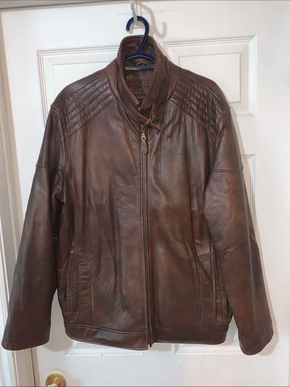 Britches Men's Brown Leather Bomber Jacket